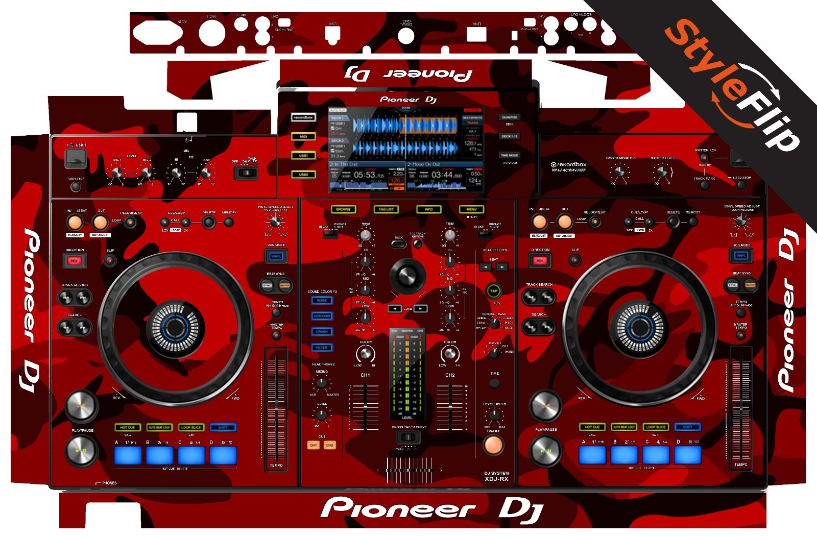 Pioneer XDJ-RX Skin | Camo Red | Protective Decal | StyleFlip Skins