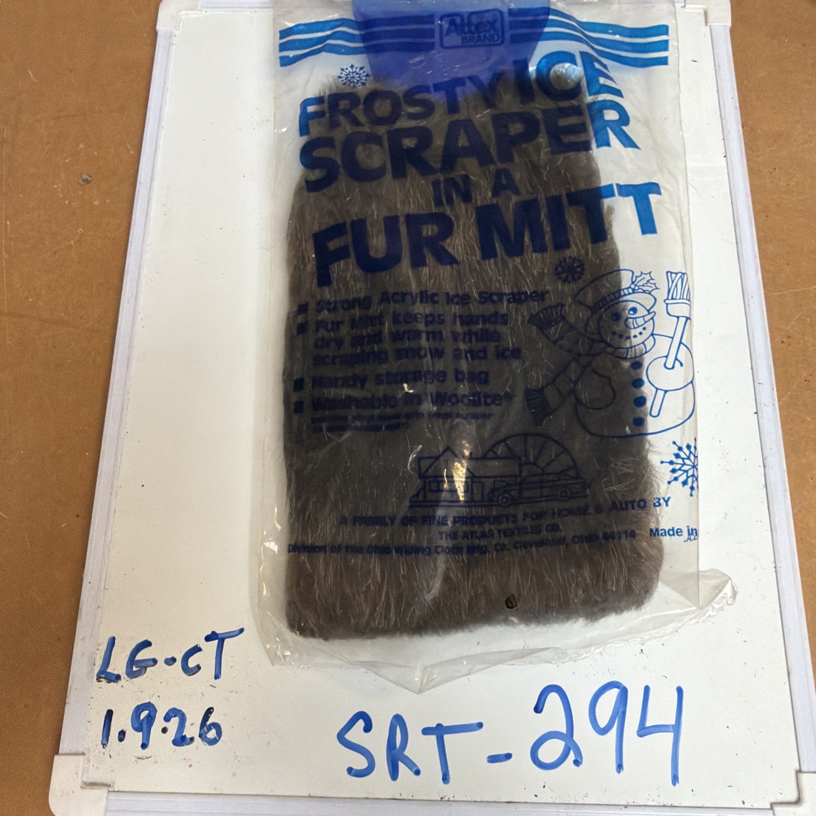Vintage Attex Brand Frosty Ice Scraper in a Fur Mitt, in original package