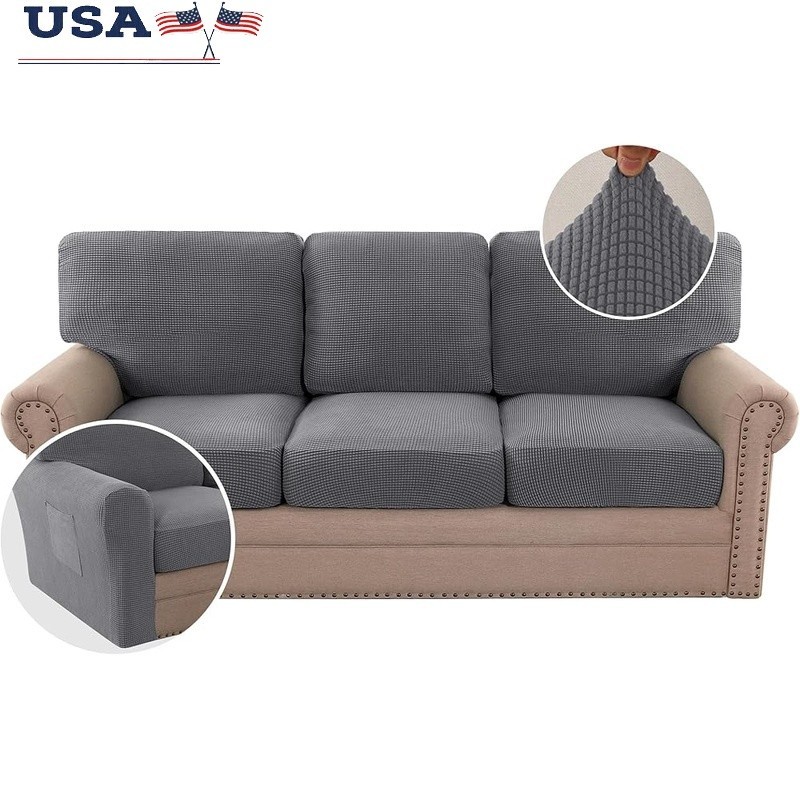 Multi Piece Stretch Sofa Slipcovers Custom Fit Full Protection Easy Care Durable