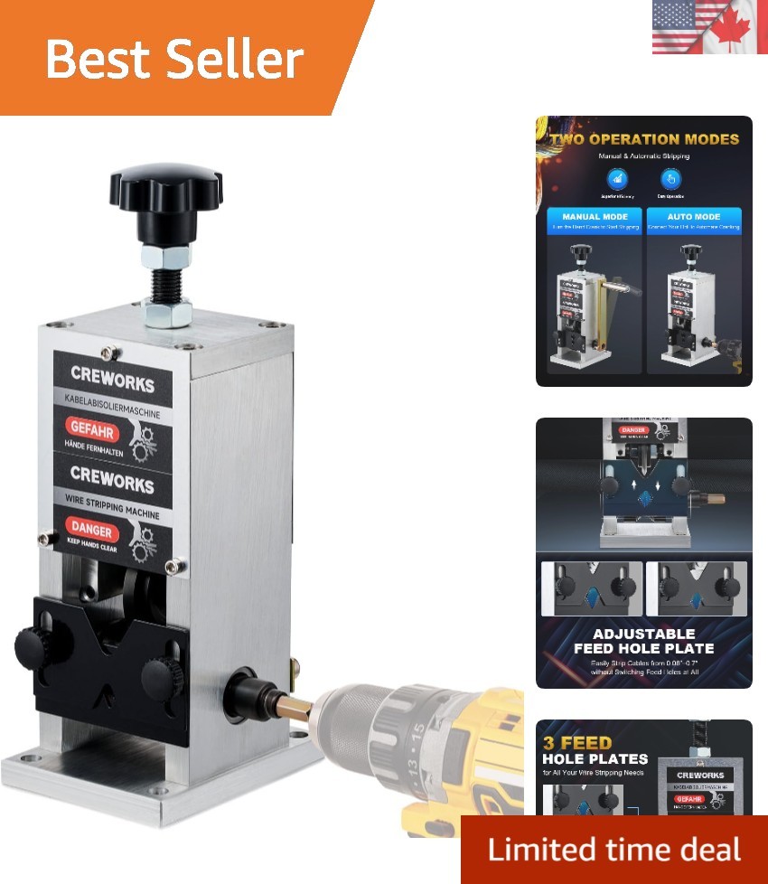 Compact Wire Stripping Tool with Adjustable Height and Ergonomic Grip - 0.06-1"