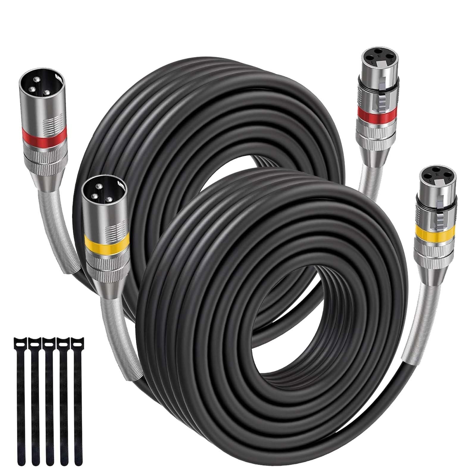 XLR Cables 50 Ft/ 2 Pack,3 Pin Balanced Shielded, Male to Female XLR Speaker ...