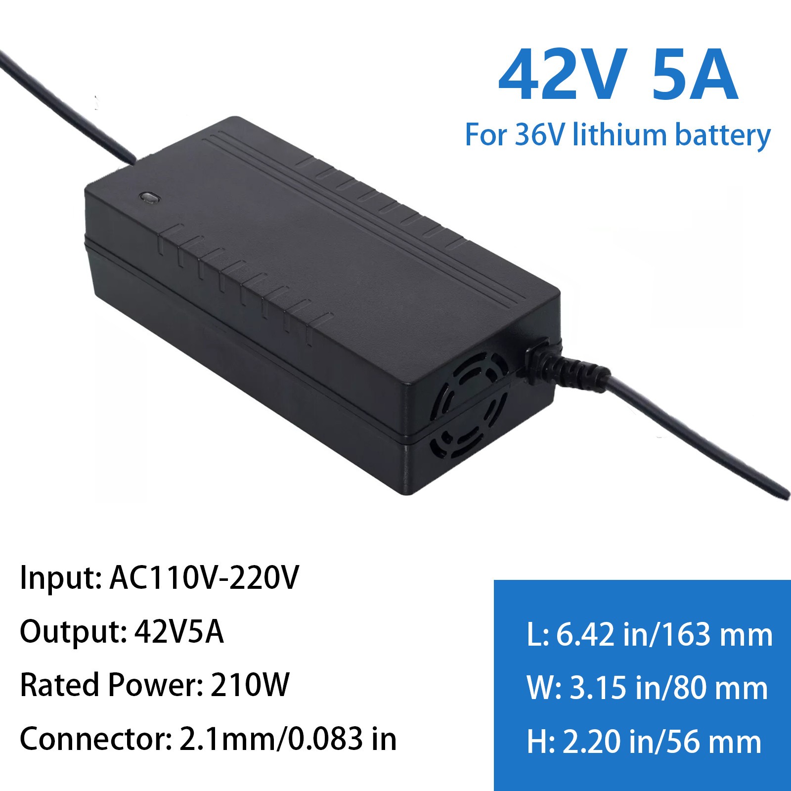 Lithium Battery Charger  42V 5A Smart For 36V Lithium Battery Electric Bicycle
