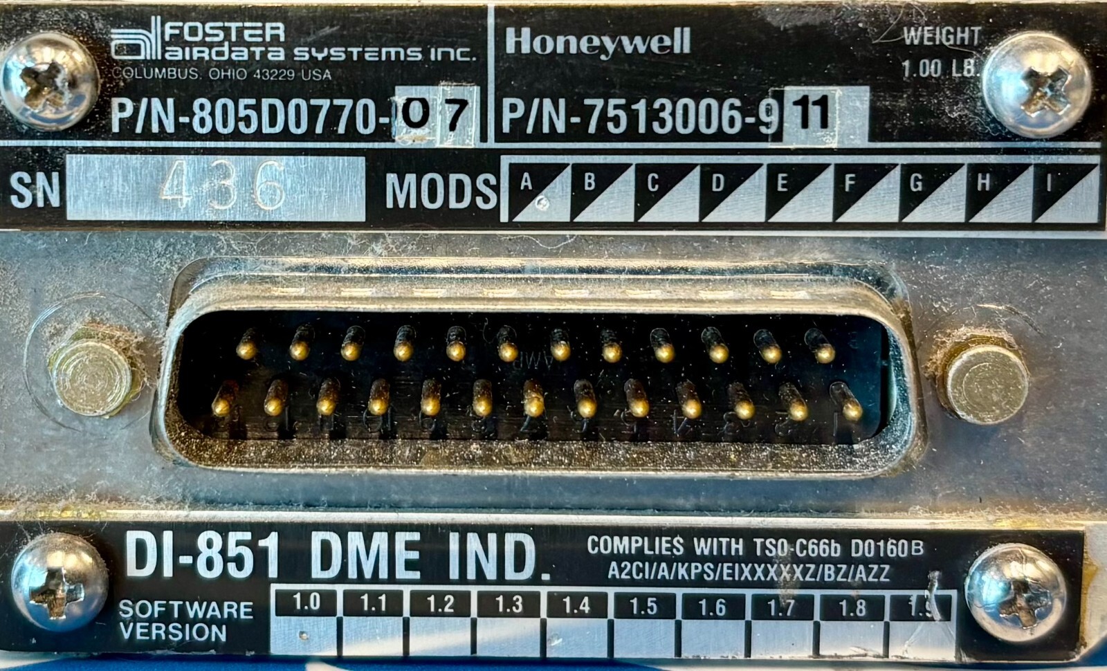 DME Indicator DI851 805D0770-07 Removed Working
