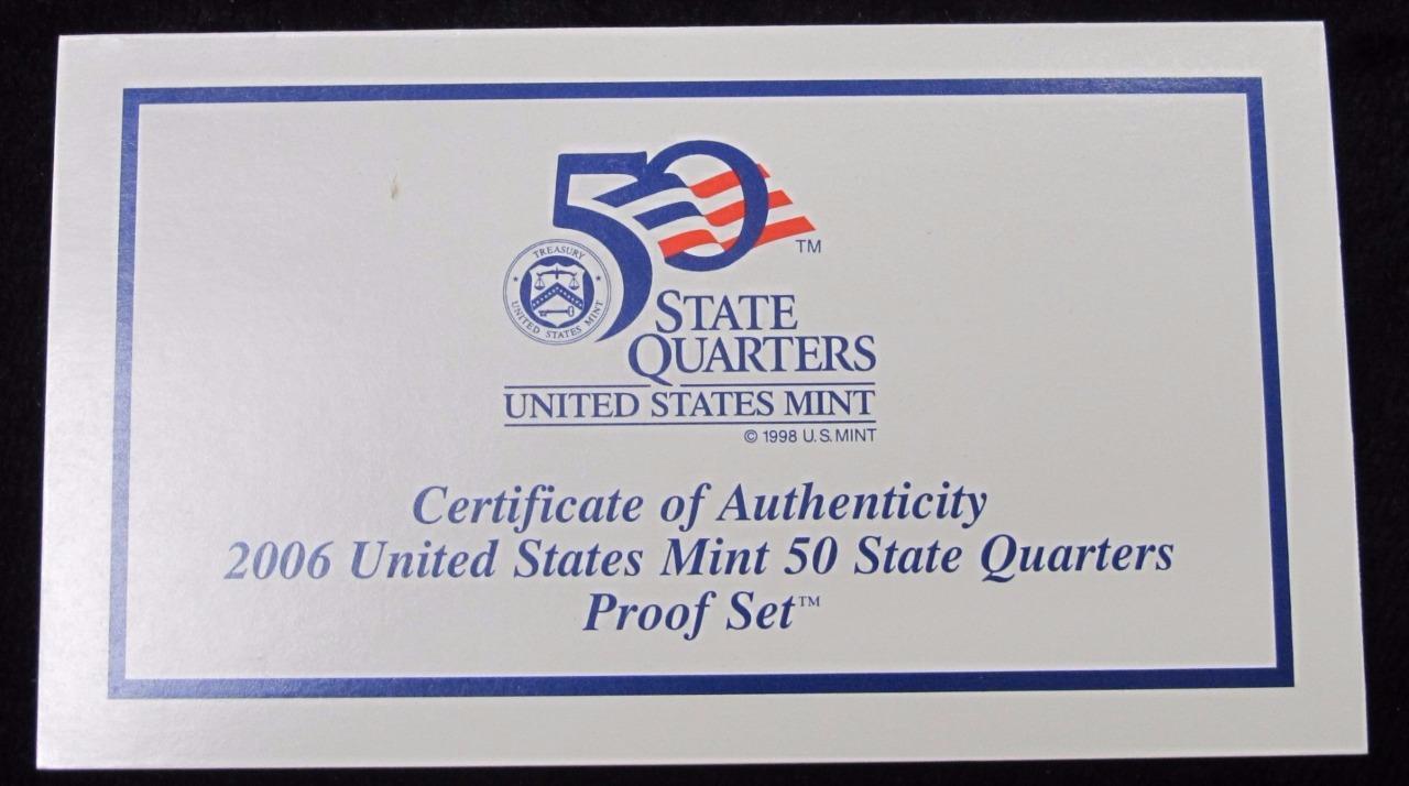 2006 Quarter Proof Set * 5 Quarters * Proof * With Box and COA *