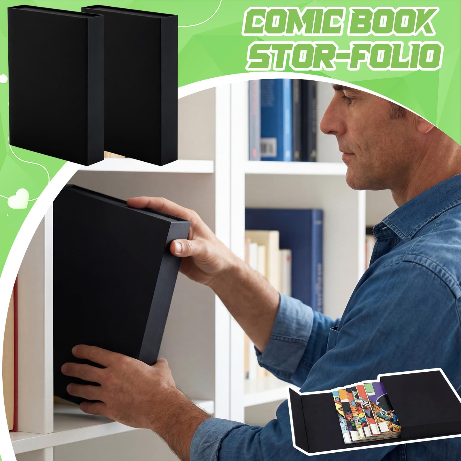YooNotee 2 Pack Comic Book Storage Folio Comic Book Storage Box with Strong