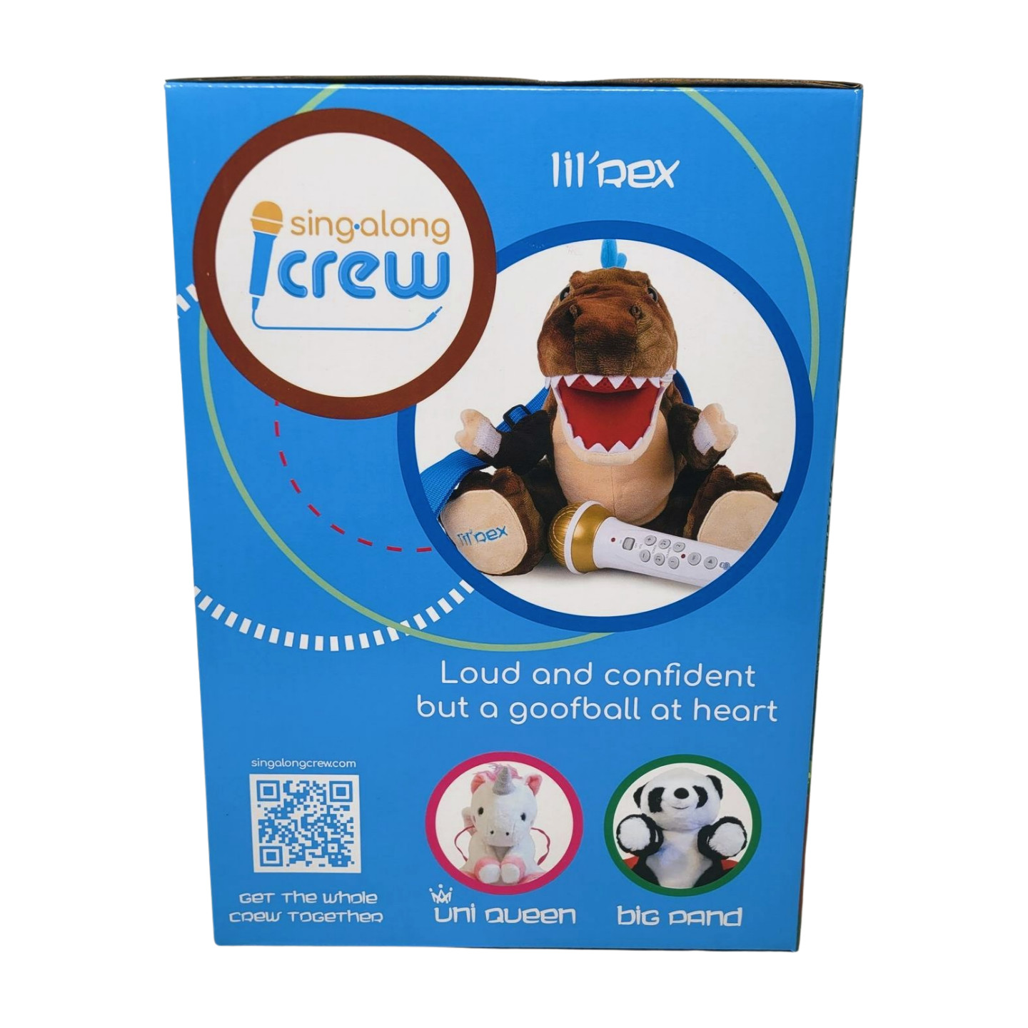 the Singing Machine Lil' Rex karaoke machine Backpack Sing A Long Crew Dinosaur