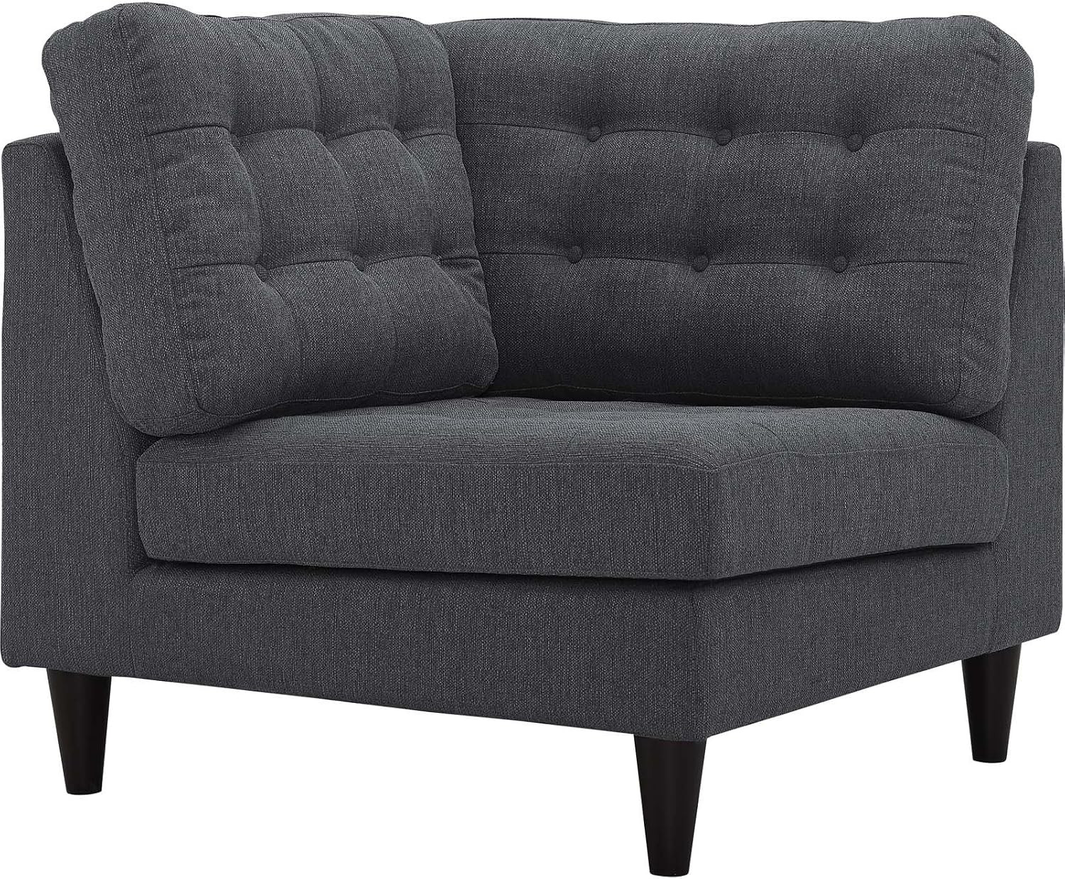 Empress Mid-Century Modern Upholstered Fabric Corner Sofa in Gray