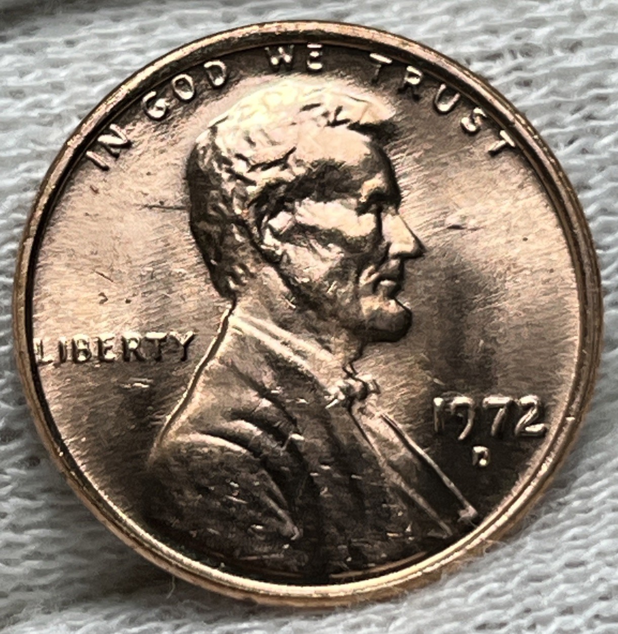 1972 D LINCOLN PENNY ERROR DIE CLASH Both Sides Uncirculated #4