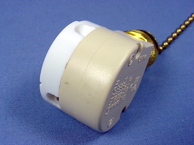 Leviton 1689 Canopy Pull Chain Rotary Appliance Switch 3-Speed 2-Circuit Brass