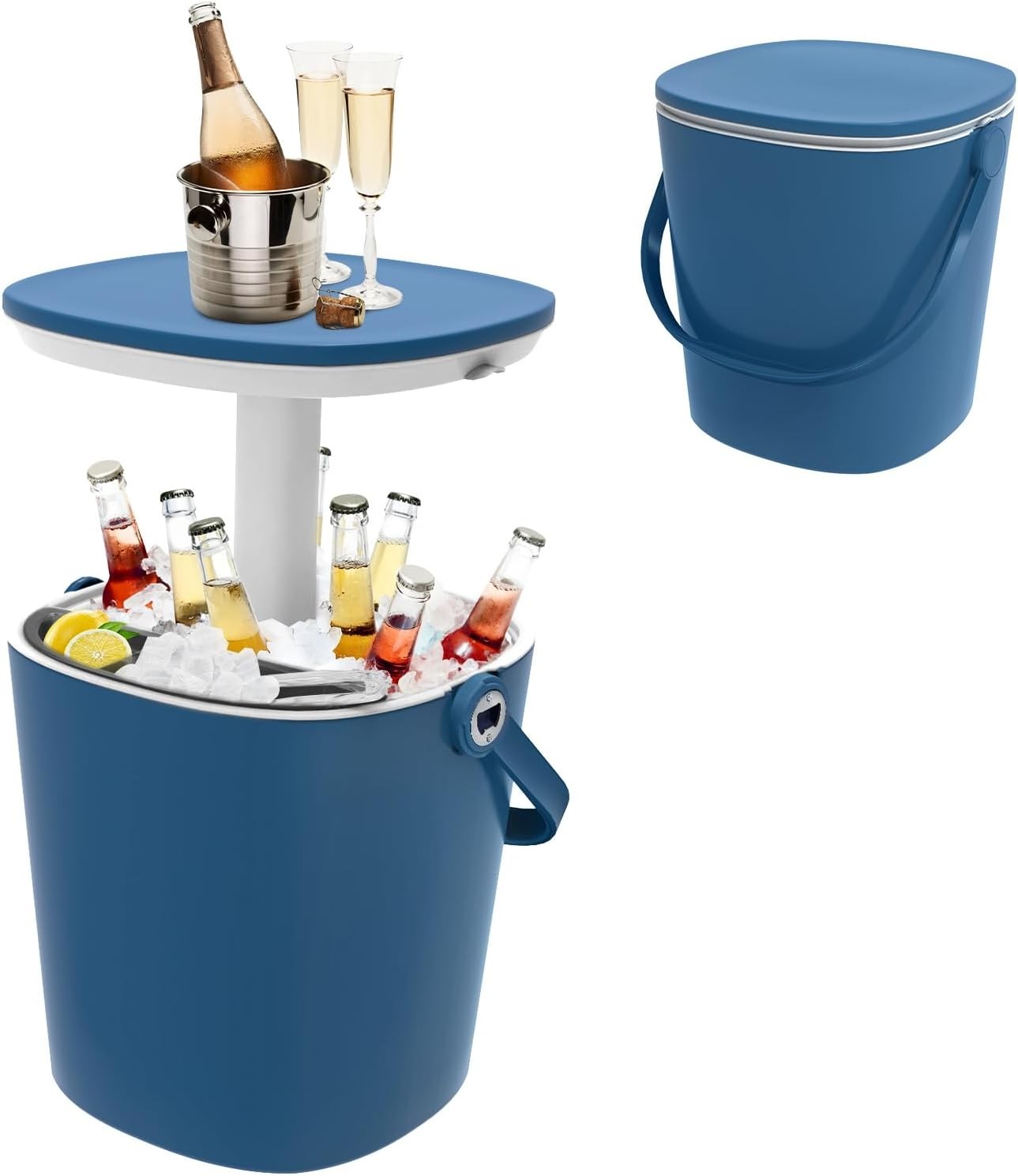 SHAREWIN 4Gal Ice Cooler Table with Lift Lid,Opener & Clips,Portable for Parties
