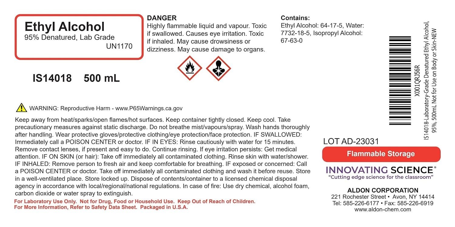 Versatile Denatured Ethanol Alcohol, 95% Purity for Lab & Educational Use