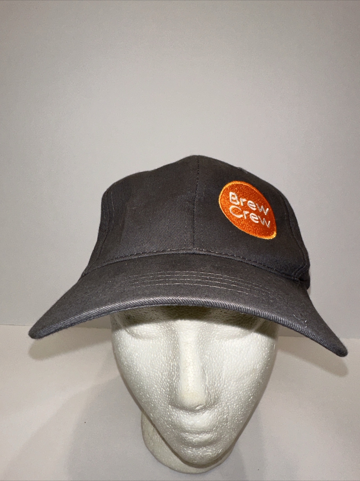 Biggby Brew Crew Orange Logo on Gray Hat Cap Hook Loop Cap America