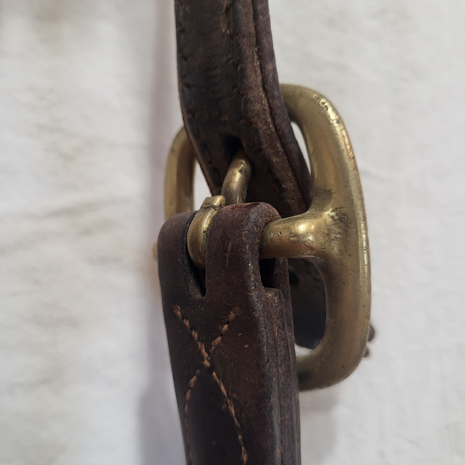 Double Stitched Leather Halter~Brass Nameplate~FULL Horse Sz~BROWN