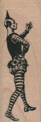 Spiked Hair Harlequin 1 x 2 3/4" Mounted Rubber Stamp, Harlequin Stamp