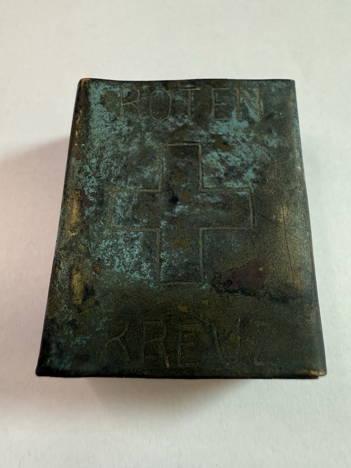 German WWII Matchbox Cover – “Rotes Kreuz” (Red Cross), Trench Art, VERY RAR