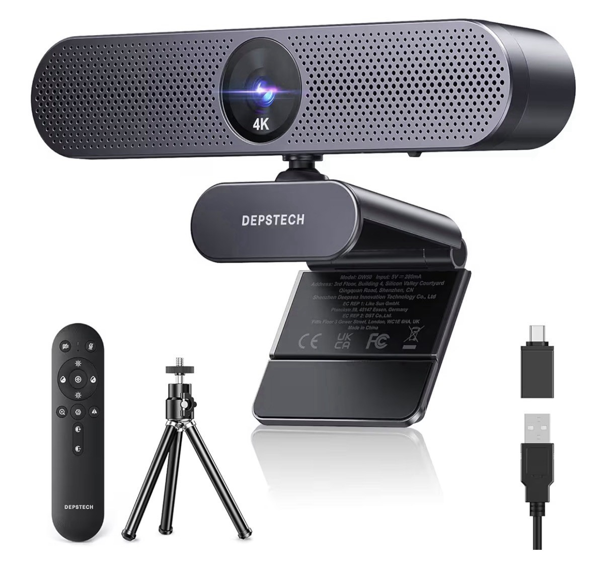 DEPSTECH 4K DW49 HD 8MP Webcam Microphone Remote Brand New Open Box Space Gray