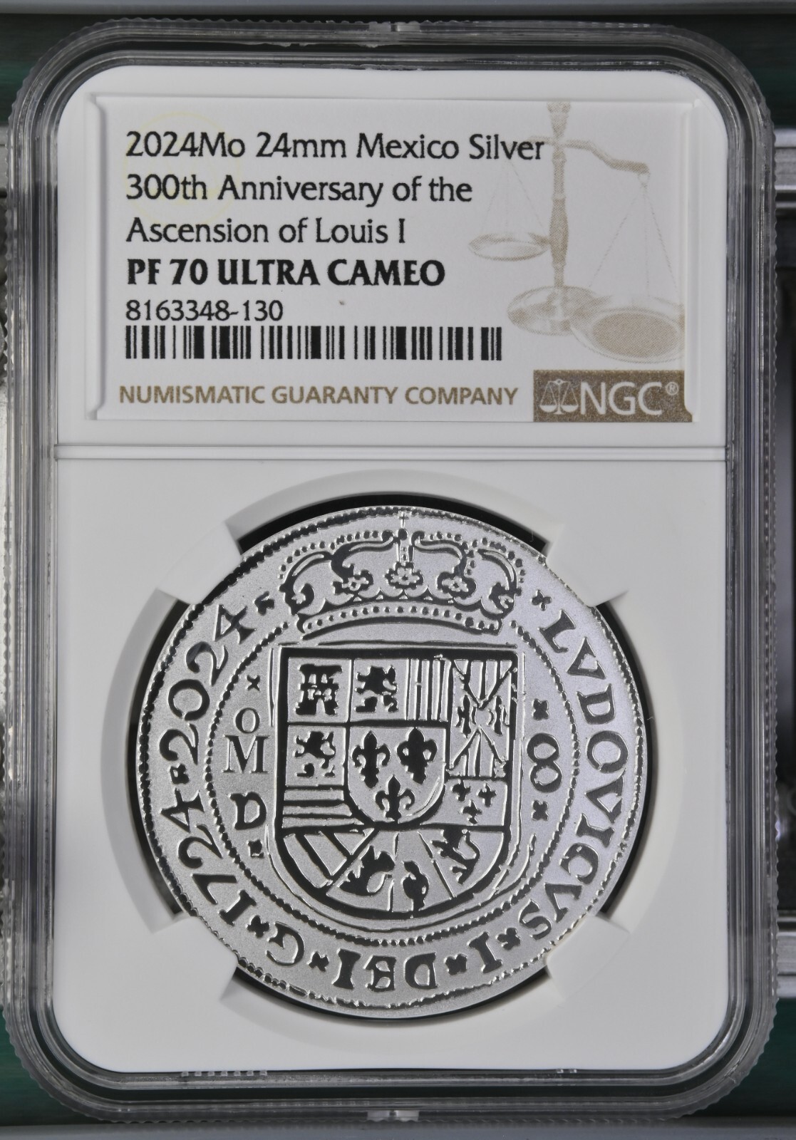 2024 Mo 24mm Mexico Silver 300th Anniversary Luis I NGC PF70 Ultra Cameo