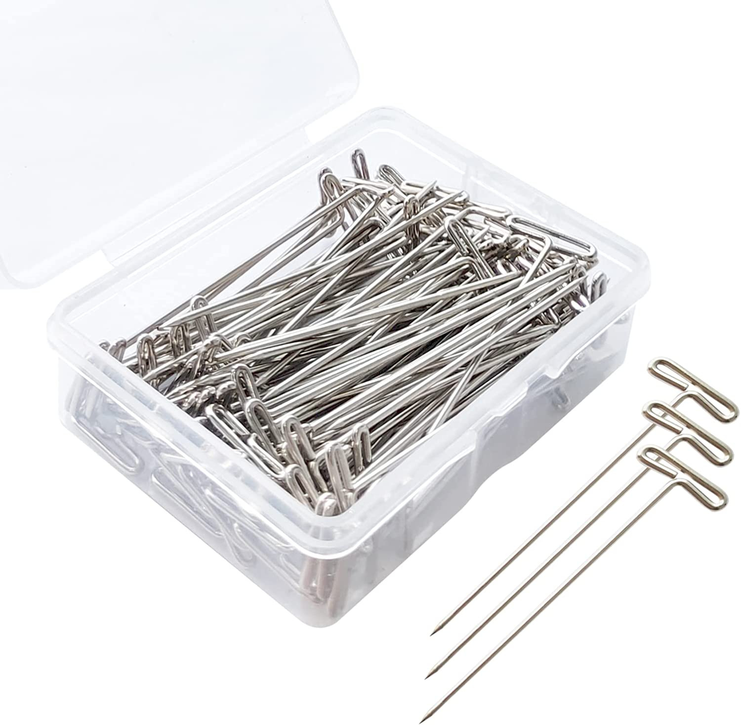 100 Pack Wig T-Pins 2 Inch Stainless Steel Wig Pins for Wigs Foam Head, T Pins f