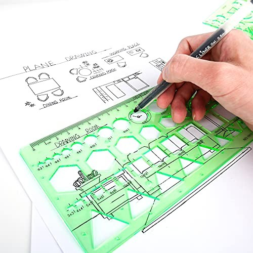 11PCS Geometric Drawings Templates, Drafting Stencils Measuring Tools,