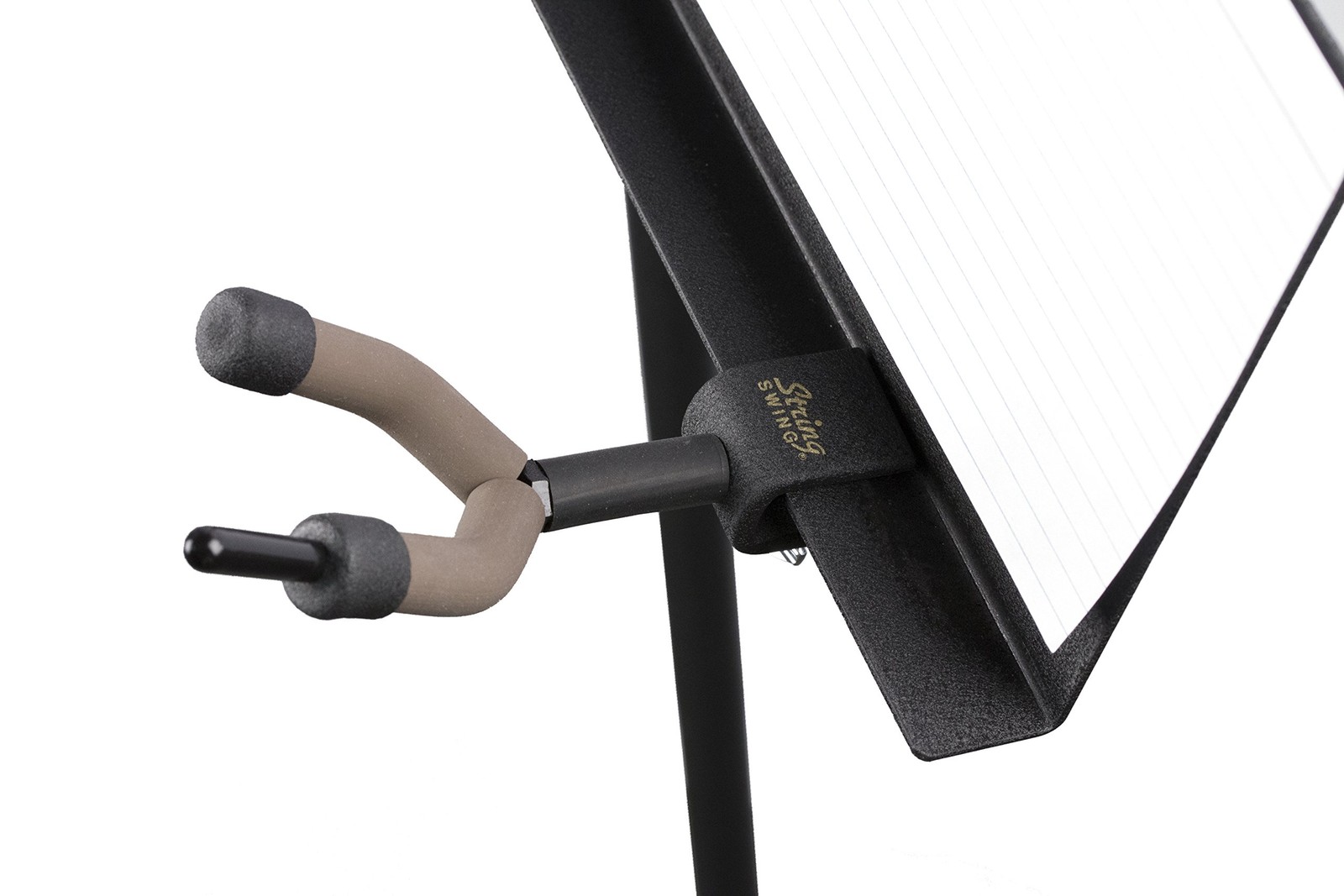 String Swing CC08 Violin Hanger with Bow Peg Attachment for Music Stand Black