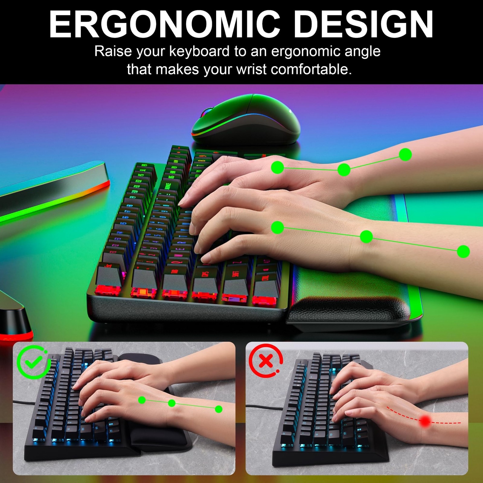 Computer Keyboard Wrist Rest Pad, Ergonomic Soft Memory Foam Wrist Support w/...