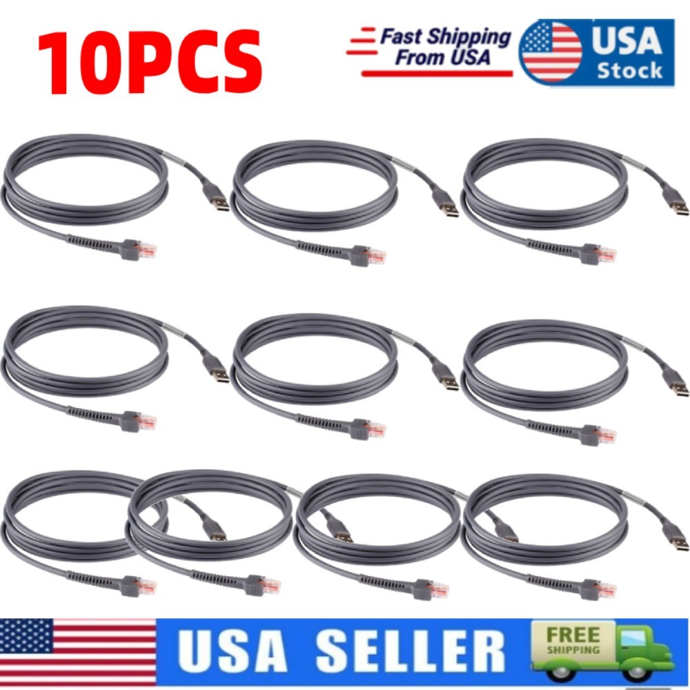 10Pcs USB Cable Barcode Scanner Cord For Symbol LS2208 CBA-U01-S07ZAR 6FT LOT US