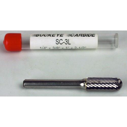 Carbide Burr (SC-3L) Cylindrical Ball Nose - Single Cut - 1/4 x 3/8 x 1 x 2 1/2