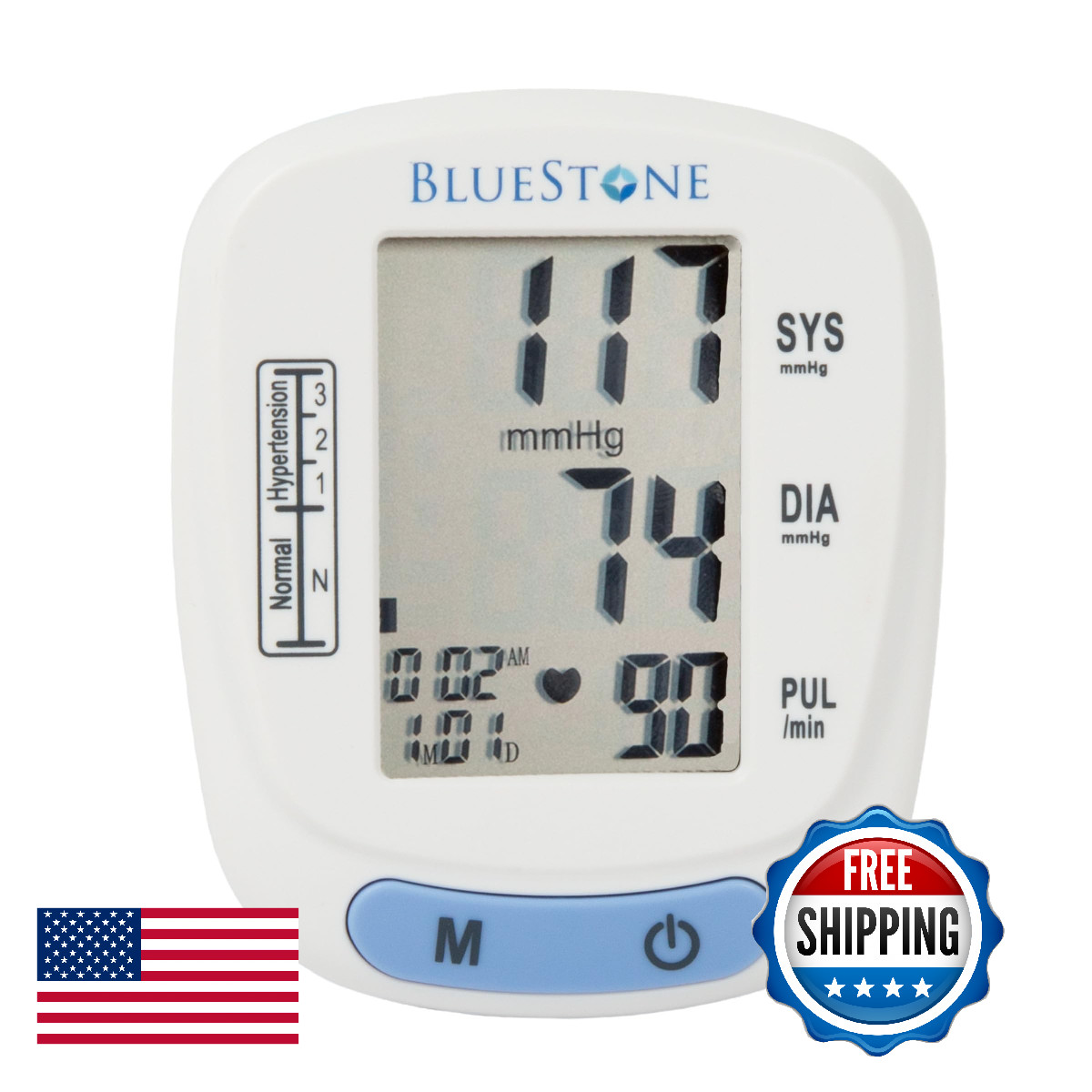 Blood Pressure Monitor - BP & Pulse w/ Digital LCD, Adjustable Cuff. Heart Healt