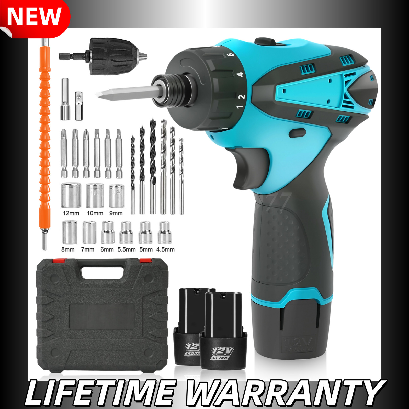 12V Cordless Electric Hammer Drill,180N.m Brushless Multi - function Screwdriver