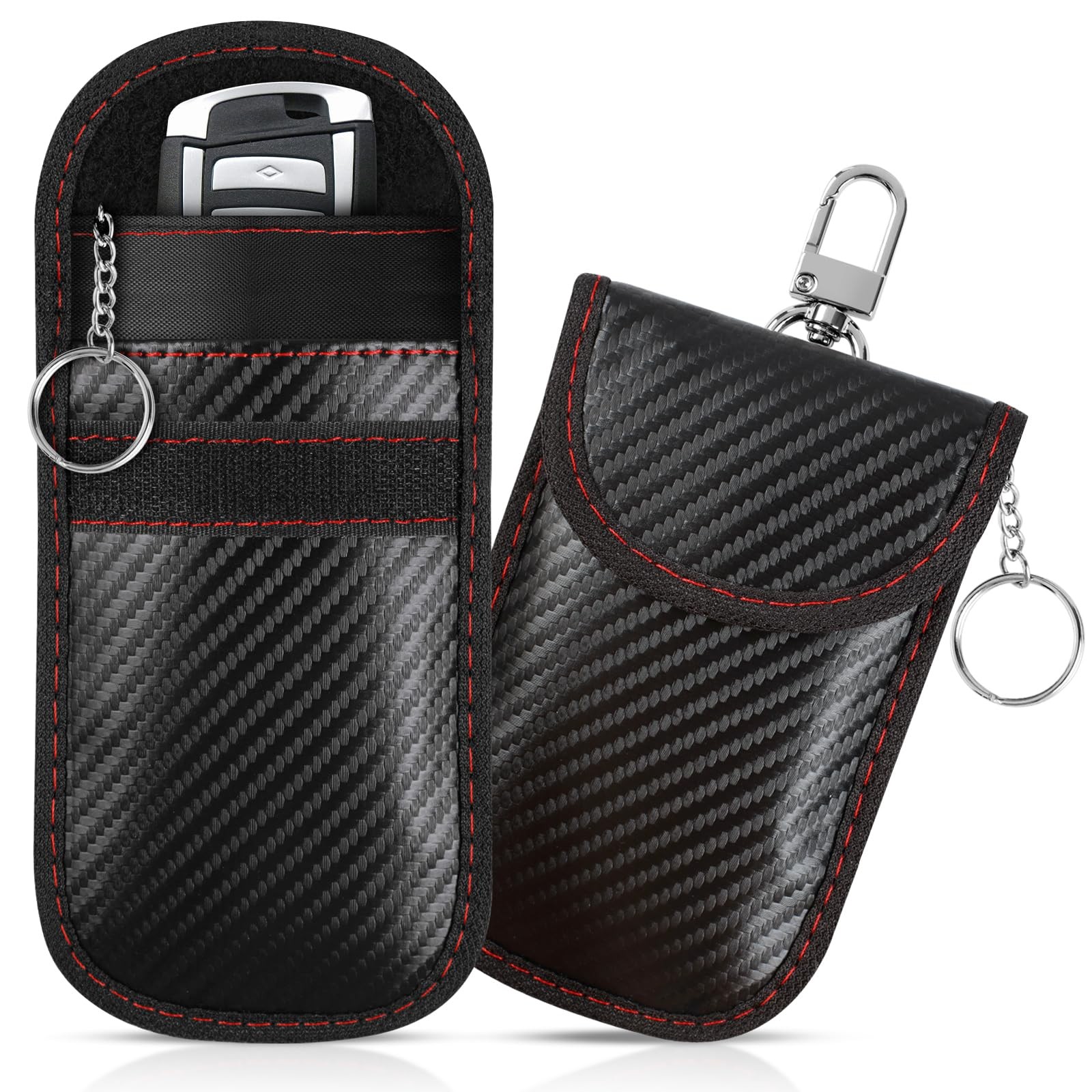 2 Pack Faraday Bags for Car Keys, Pouch, 3.4''X5.1'' Upgraded Black