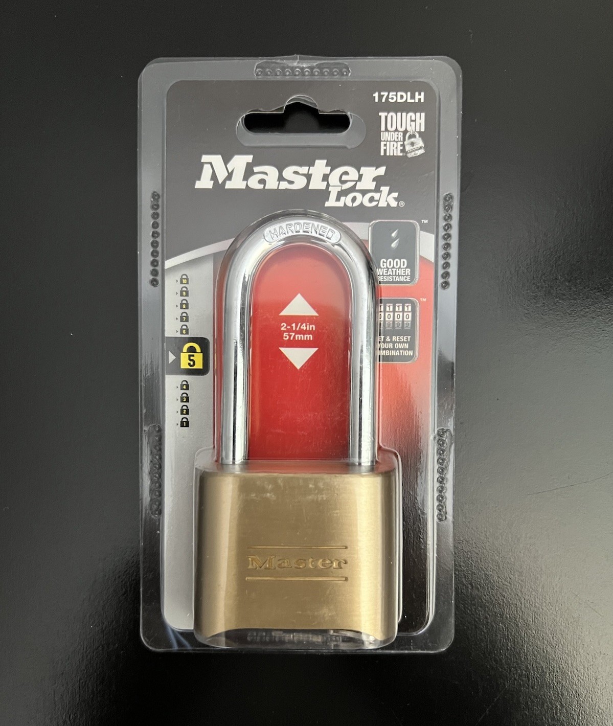 Master Lock 175DLH Combination Brass Padlock 4 Digit Resettable Brand New