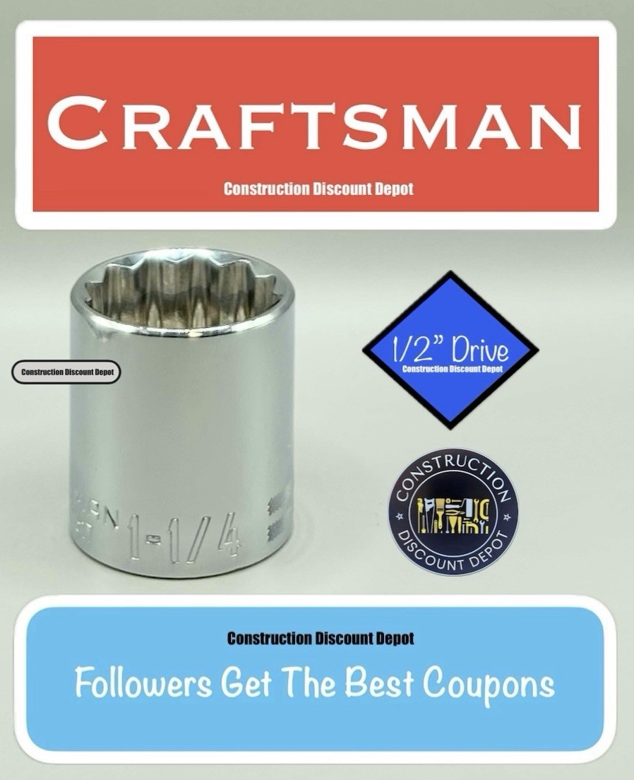 CRAFTSMAN Shallow Socket SAE 1/2" Drive 1-1/4" 12Point CMMT47517