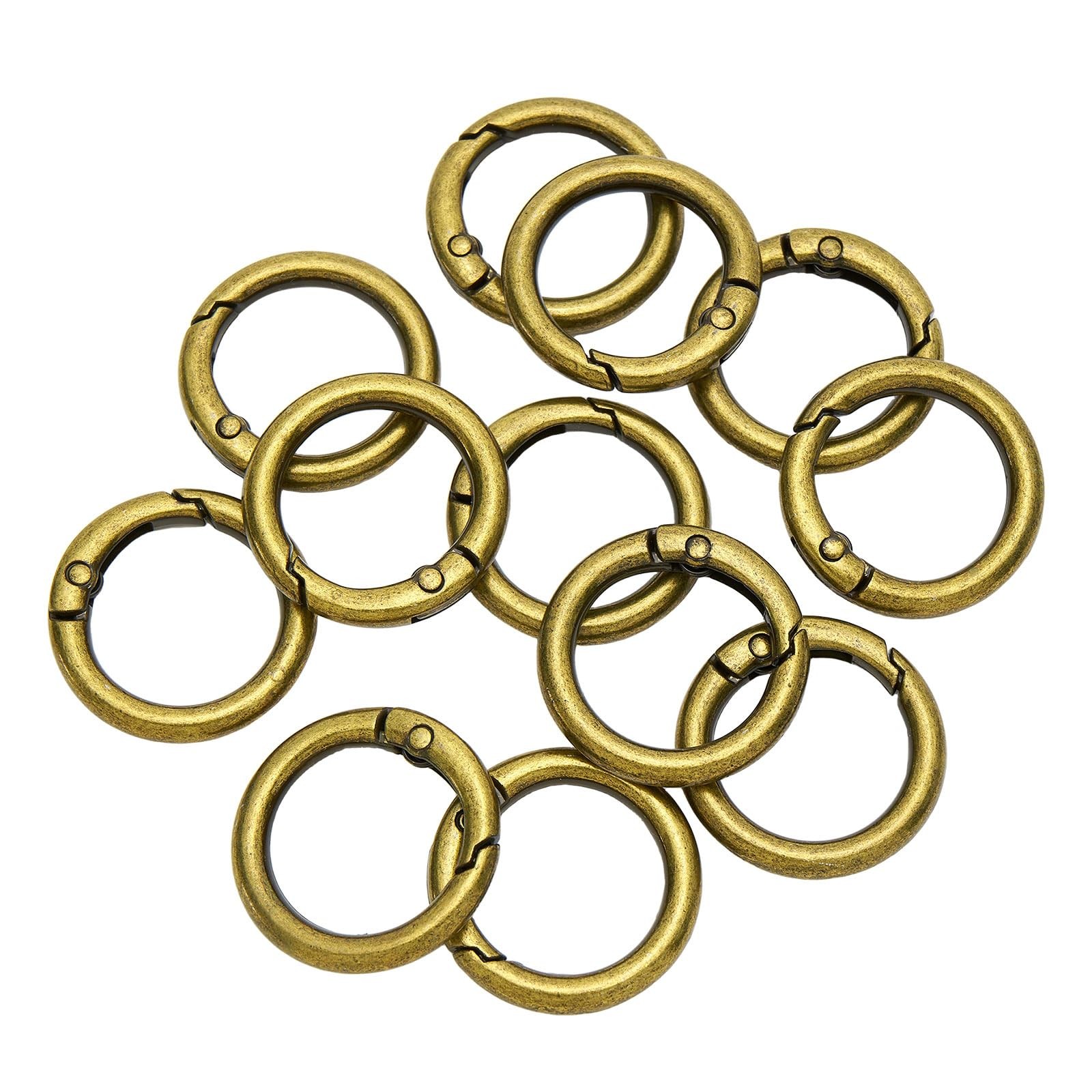12Pcs 3/4 Inch Metal Spring O Rings Clip Keychain, Round Carabiner Clips Keyr...