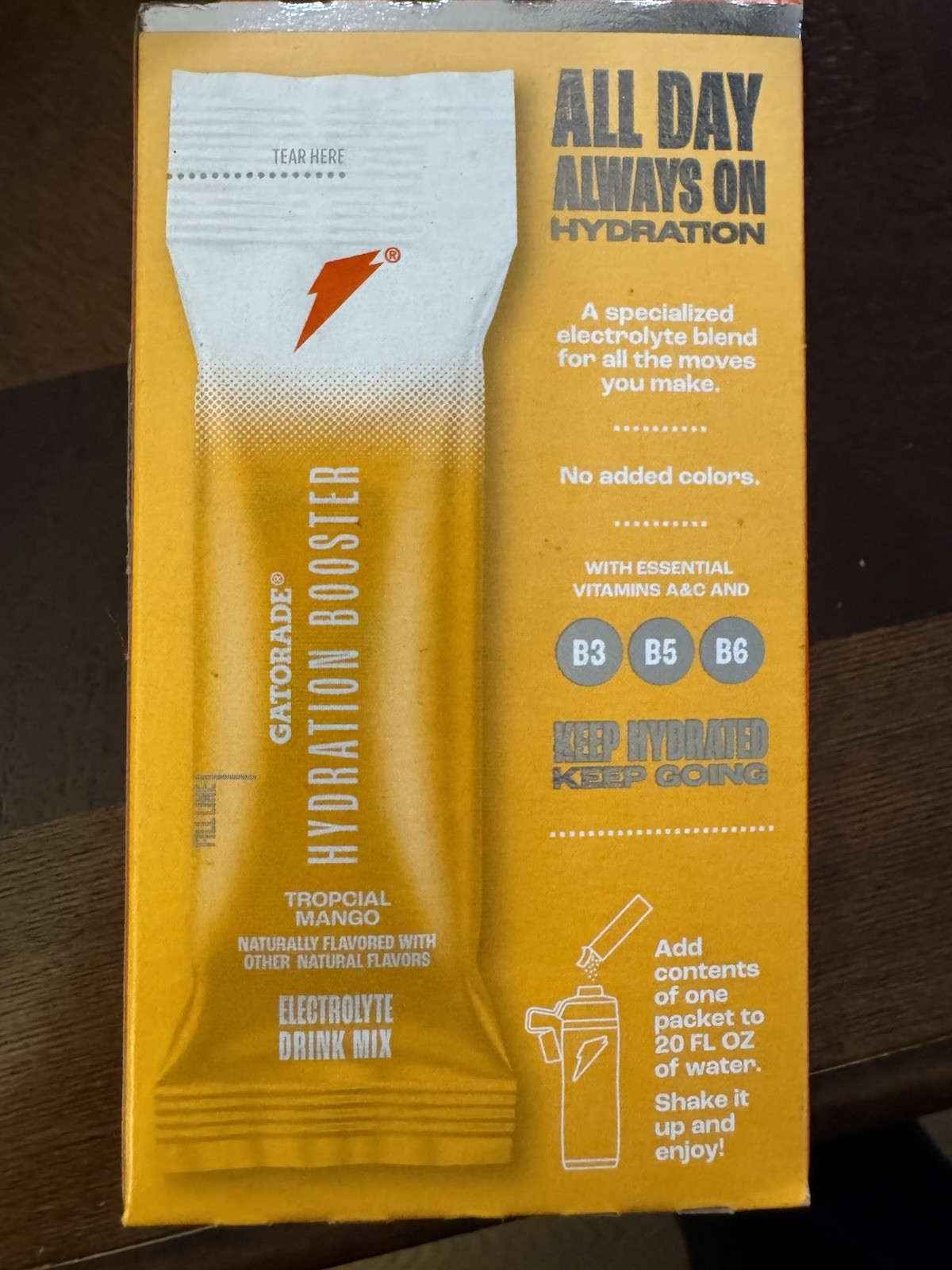 Gatorade Hydration Booster Tropical Mango Electrolyte Drink Mix, 6 Packets
