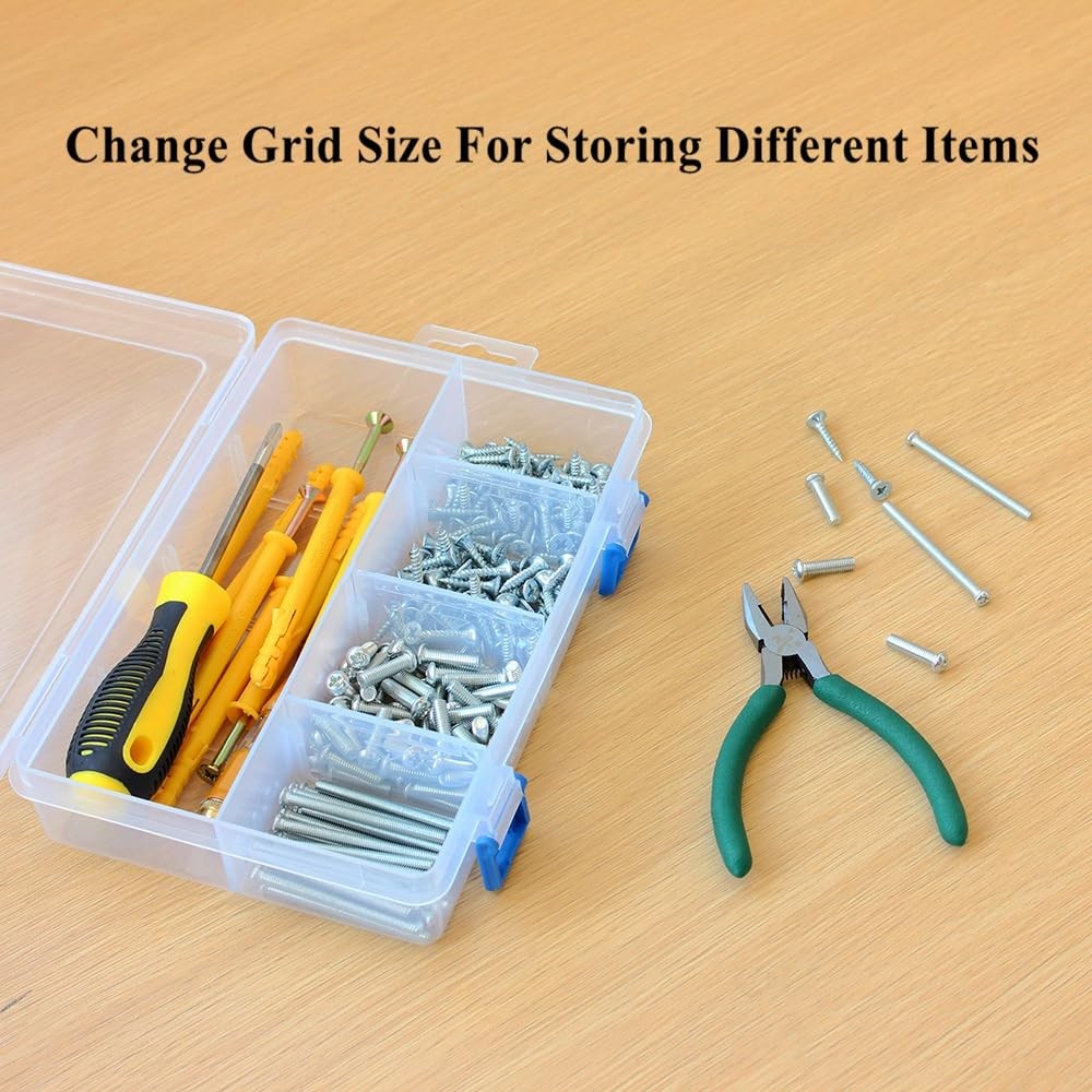 3 Pack Plastic Parts Storage Case and Adjustable Divider Box for Hardware and...