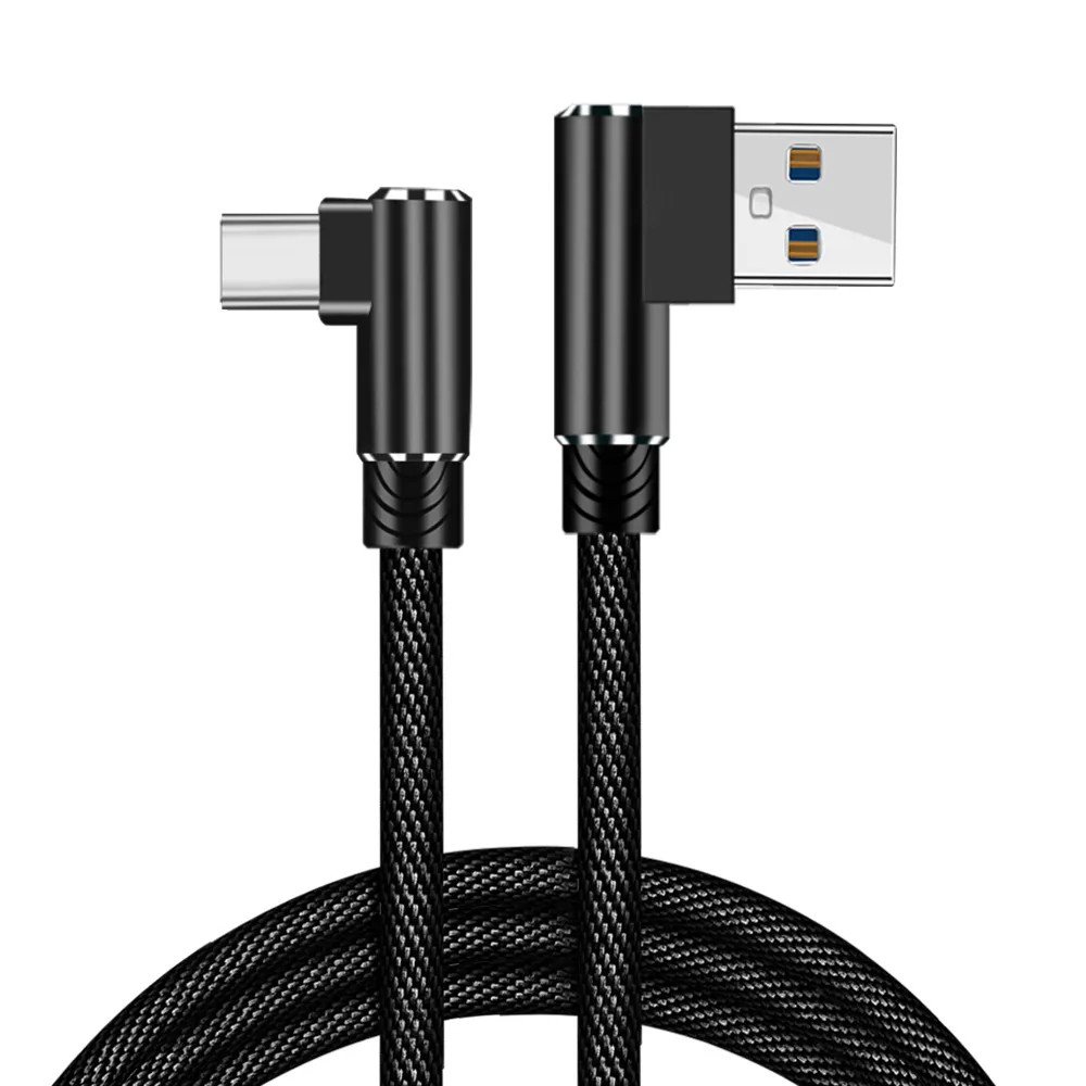 5 PACK 90 Degree Angle USB-A to USB-C Charger Cable Fast Charging Type Sync Cord