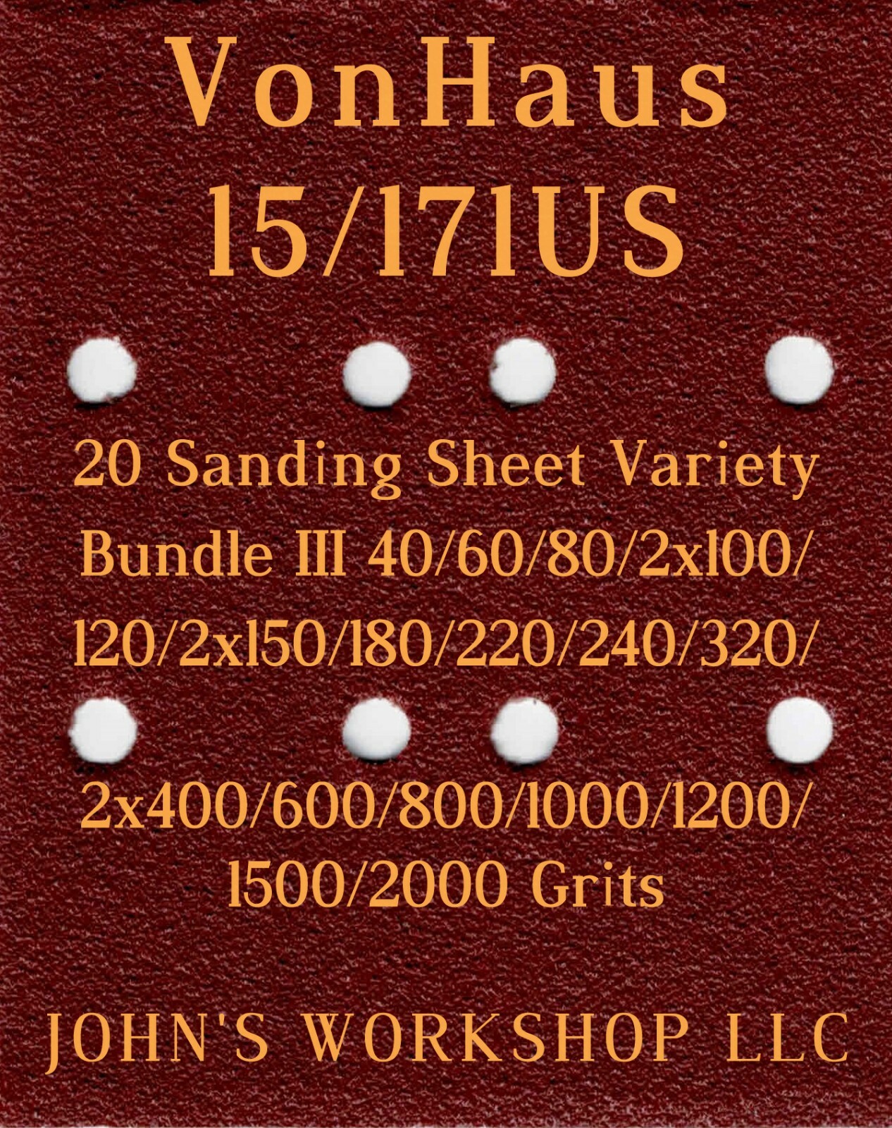 VonHaus 15/171US - 17 Different Grits - 20 Sheet Variety Bundle III