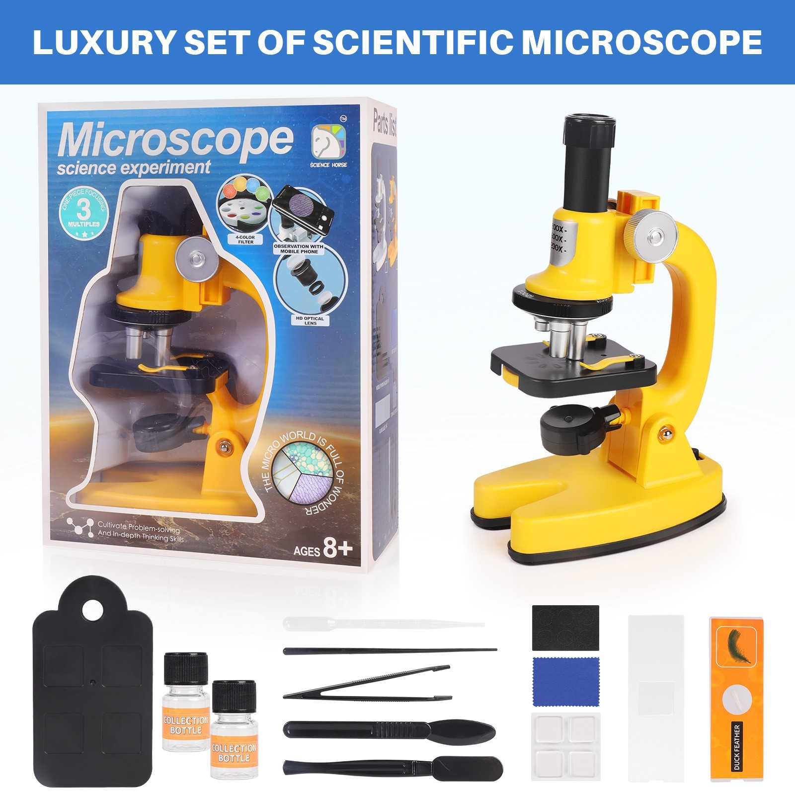 Microscope 200x-1200x Magnify Starter Science Kit