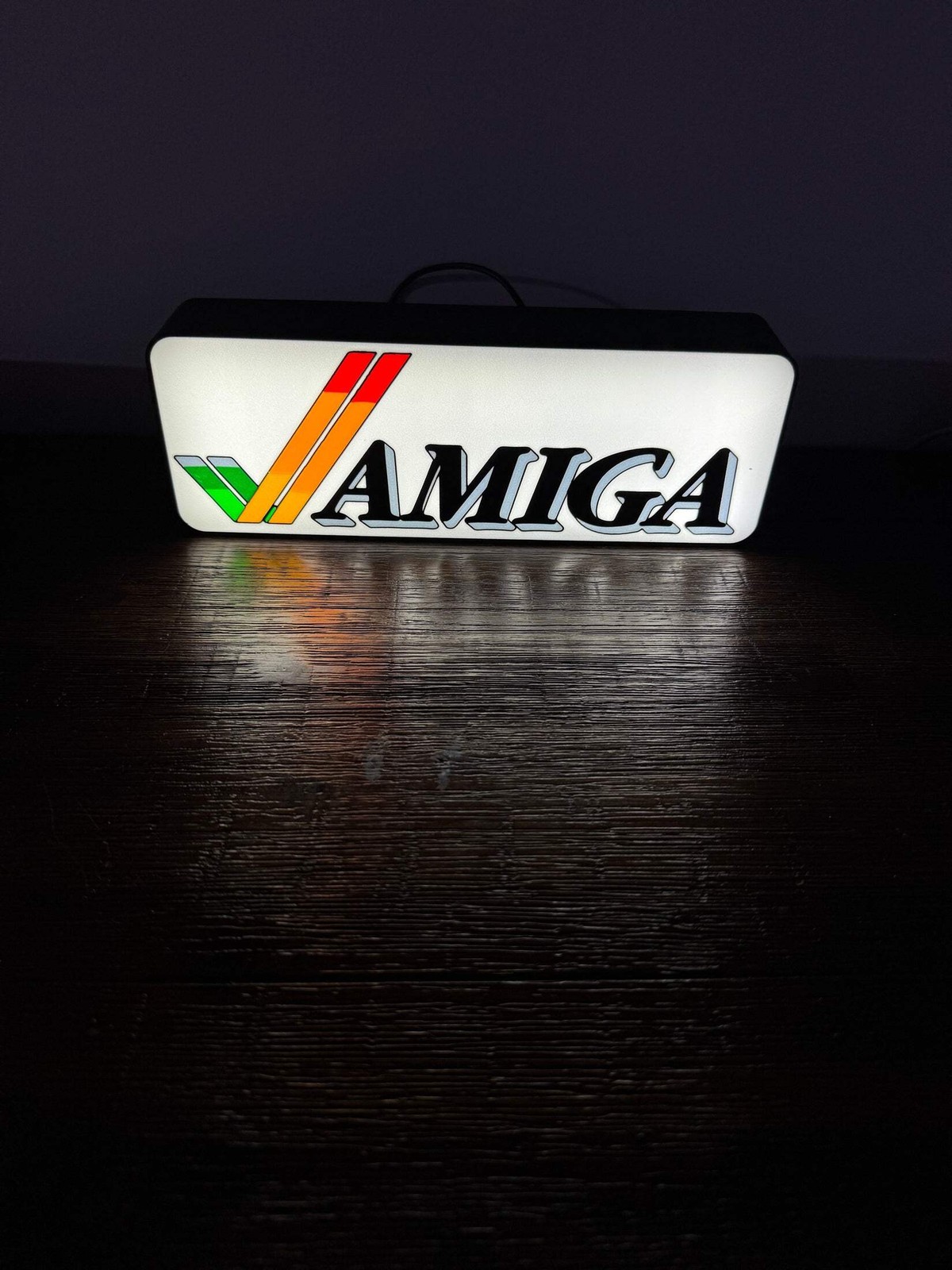Commodore Amiga Logo & Word - LED Light up sign - Vintage Computing Wall Art