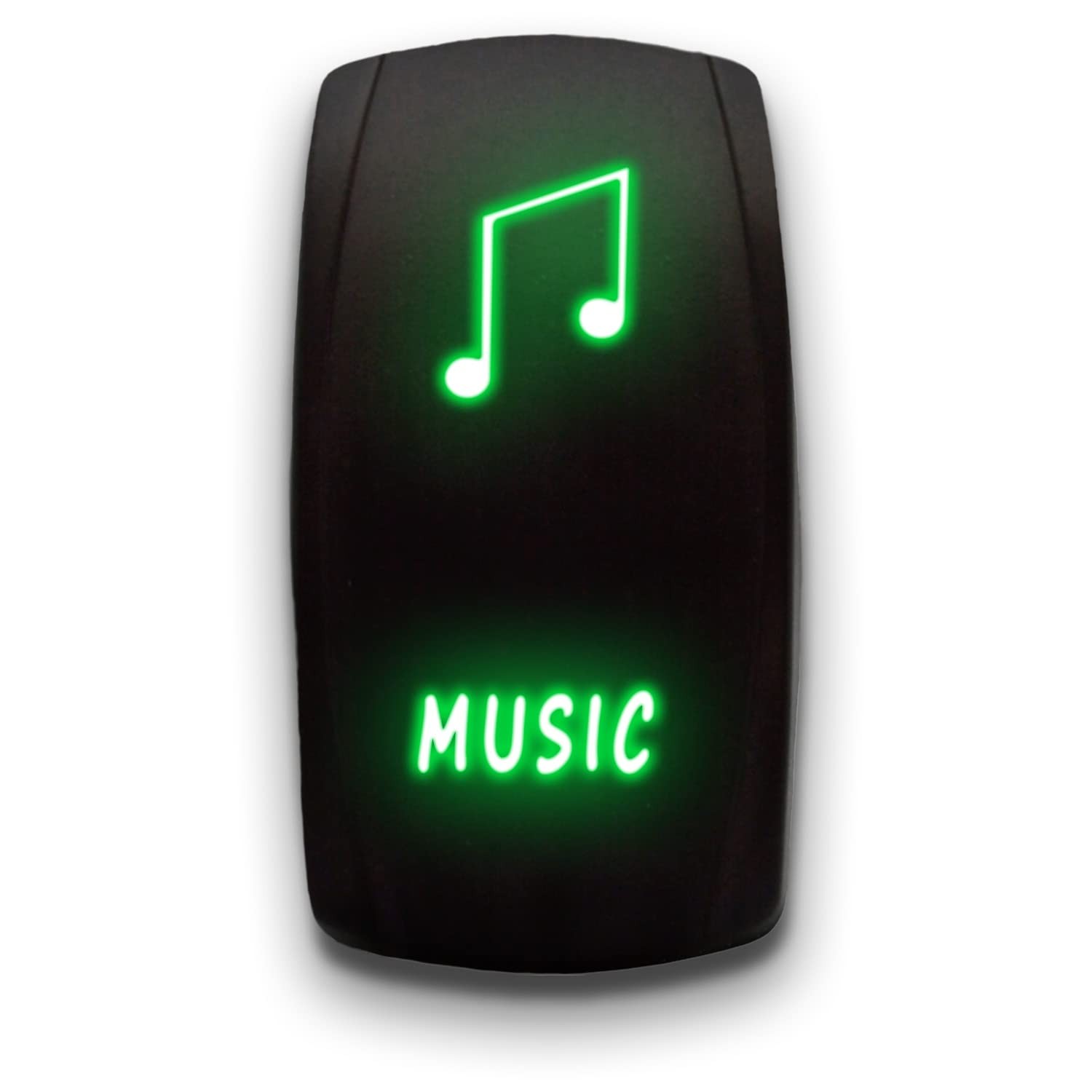 Music Green Laser Etched Toggle Switch 20A 12V Vertical Rocker 5Pin DPST Part