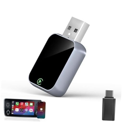 Wireless CarPlay Adapter for iPhone - No Audio Lag, Auto-Connect - Black
