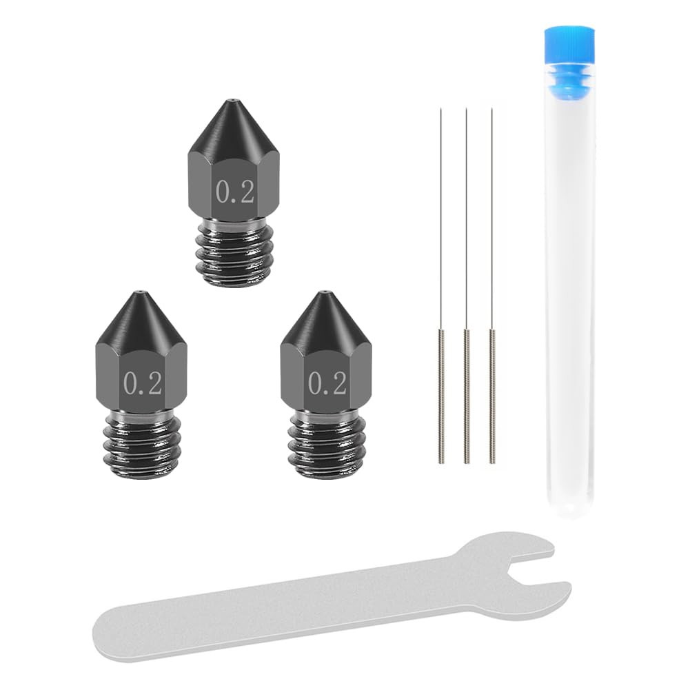 3 Pcs 0.2Mm Hardened Steel Nozzles MK8 Nozzles 3D Printer Nozzles and 3 Pcs 0.15