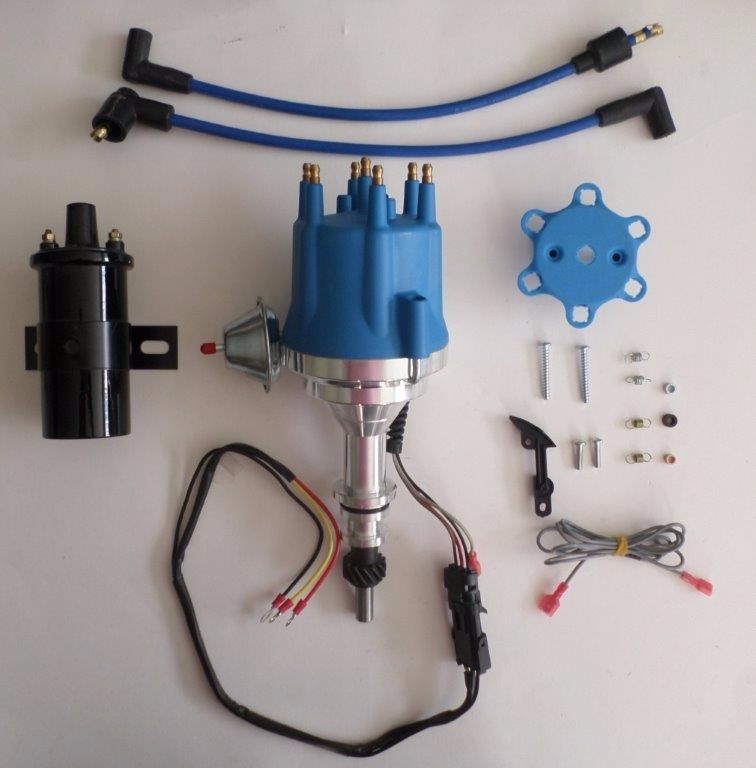 small cap FORD INLINE 6 170-200-250 PRO SERIES Blue HEI Distributor + Black Coil