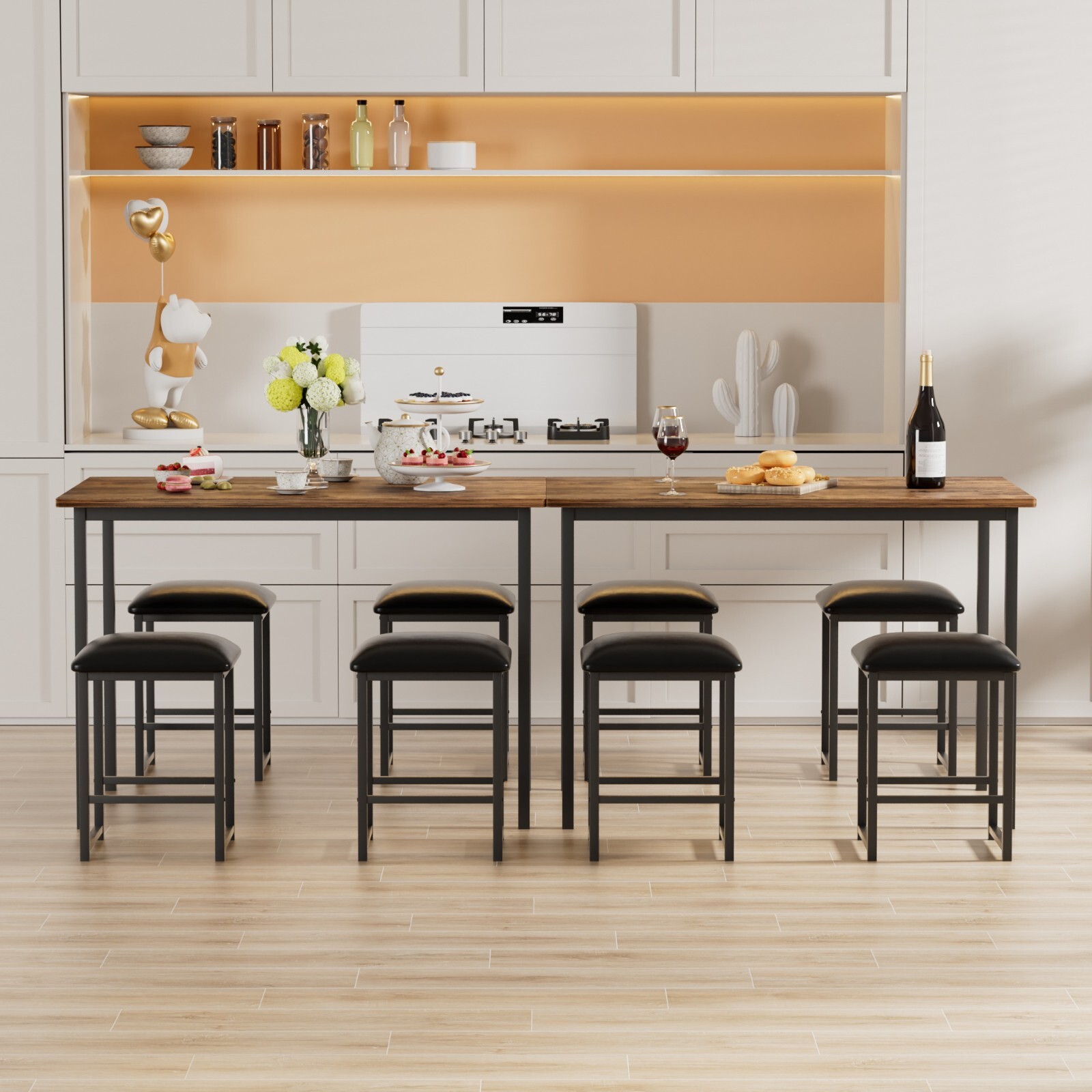 Dining Table Set for 4 Small Space Kitchen Breakfast Table Chairs Set, 4 Stools