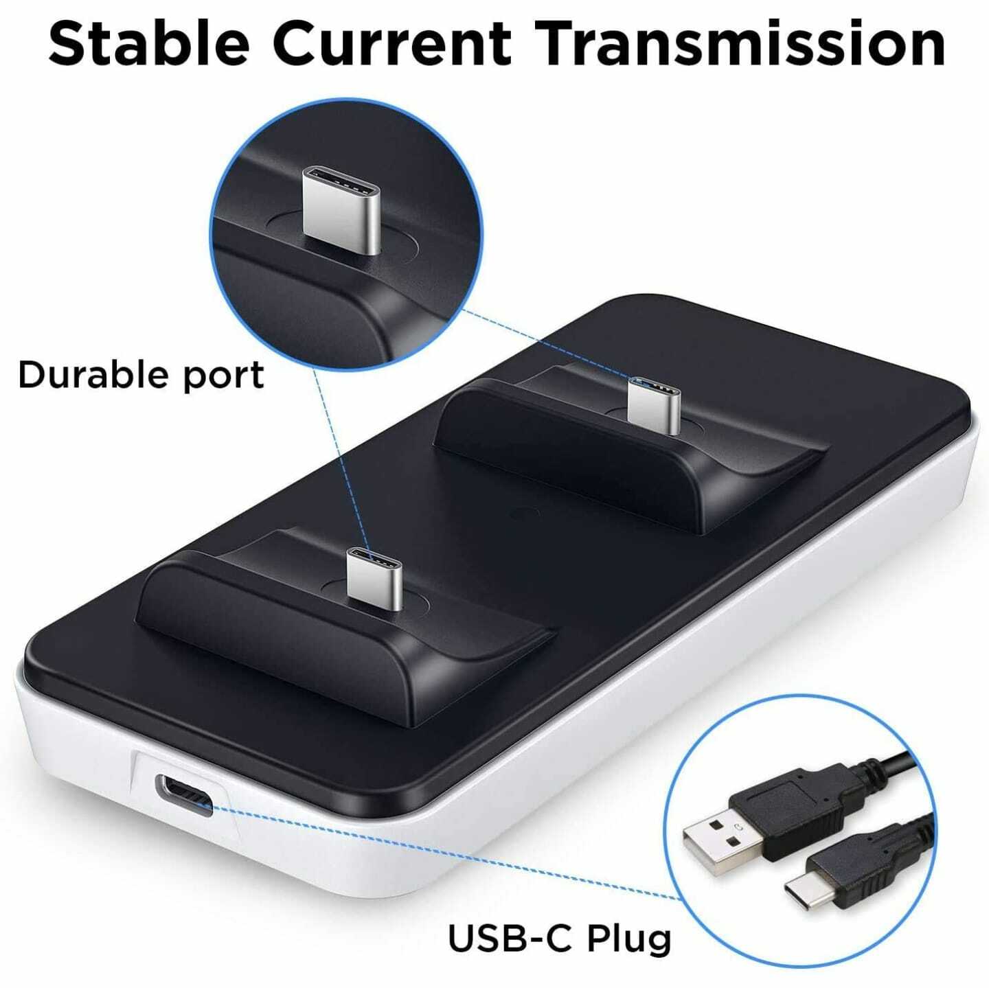 Dobe Dual PS5 Controller Fast Charging Dock, Compact and Lightweight, White