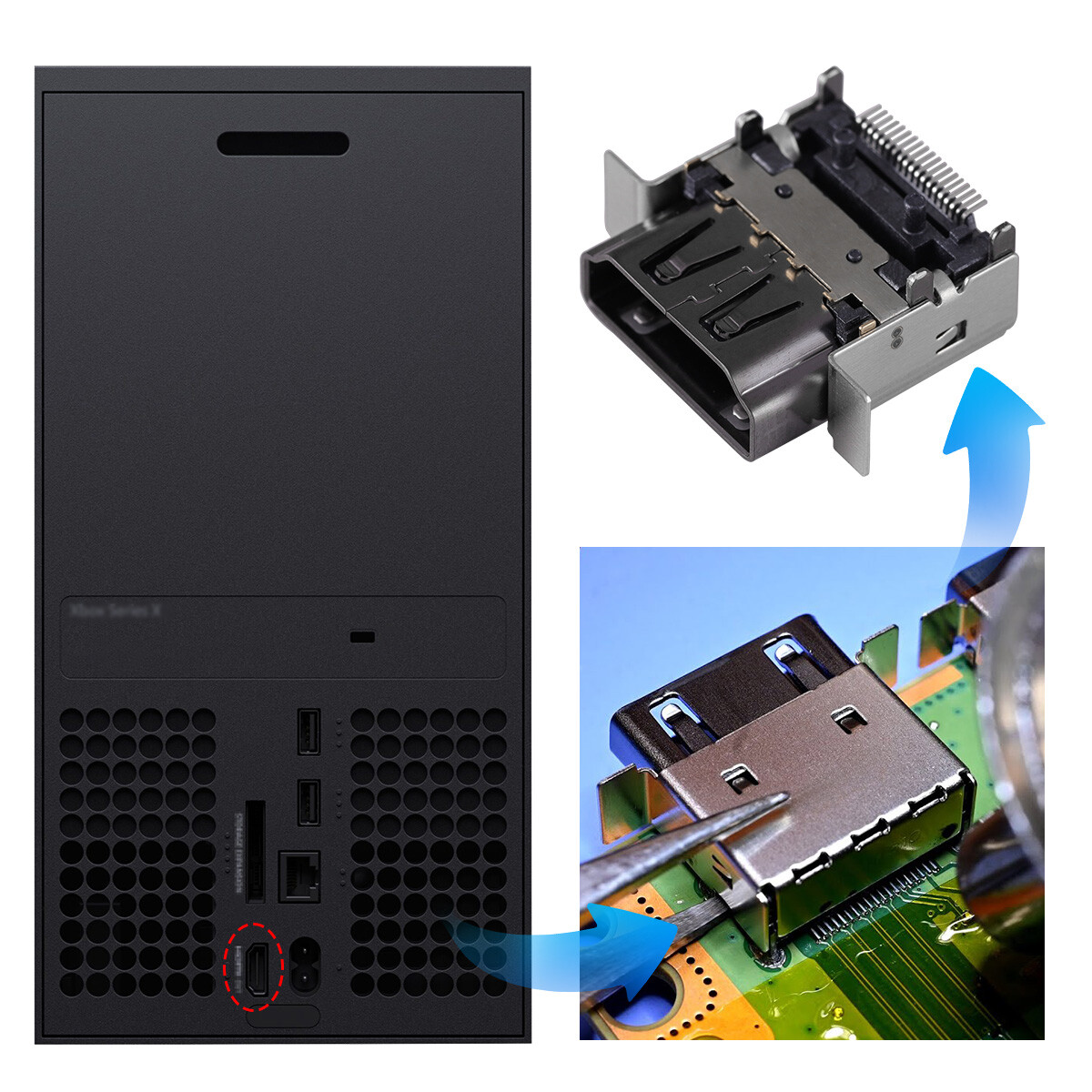 Replacement HDMI Port Connector Socket Motherboard For Microsoft Xbox Series X
