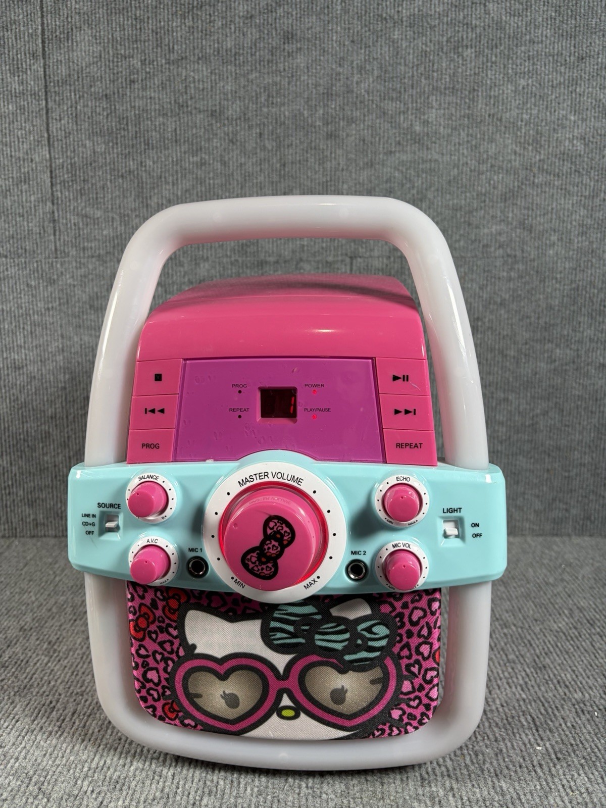 Vintage Hello Kitty CD+G Karaoke Machine Camera Tested Works Pink Teal Sanrio
