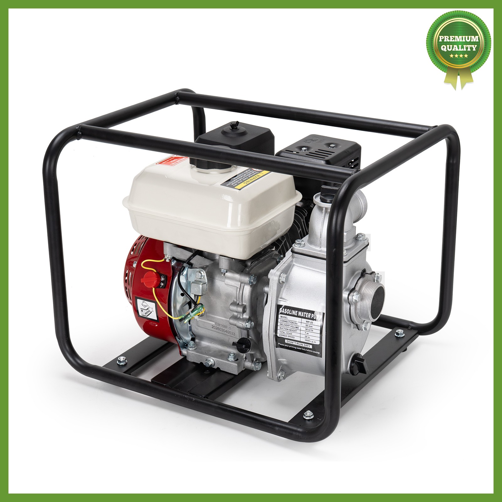 Gas-Powered Water Pump 2'' Semi-Trash Water Pump Transfer Pump 158GPM 26.2ft