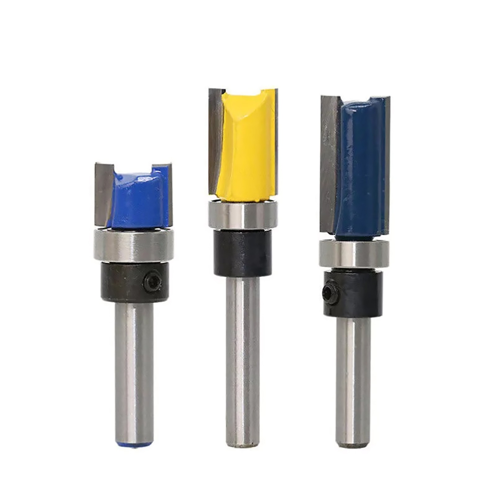 3pcs Router-Bit Template Cutter 1/4 Shank Straight Woodwork Wood Flush Trim Set