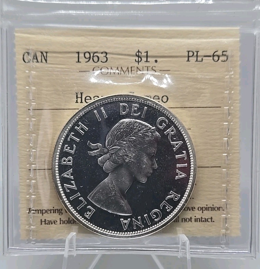 1963 CANADA SILVER $1 COIN ICCS PL 65 HEAVY CAMEO